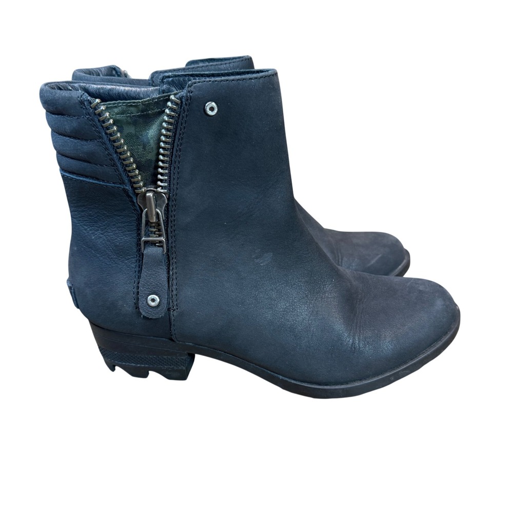 Sorel Danica Leather‎ Ankle Boots Black Camo Size 6.5